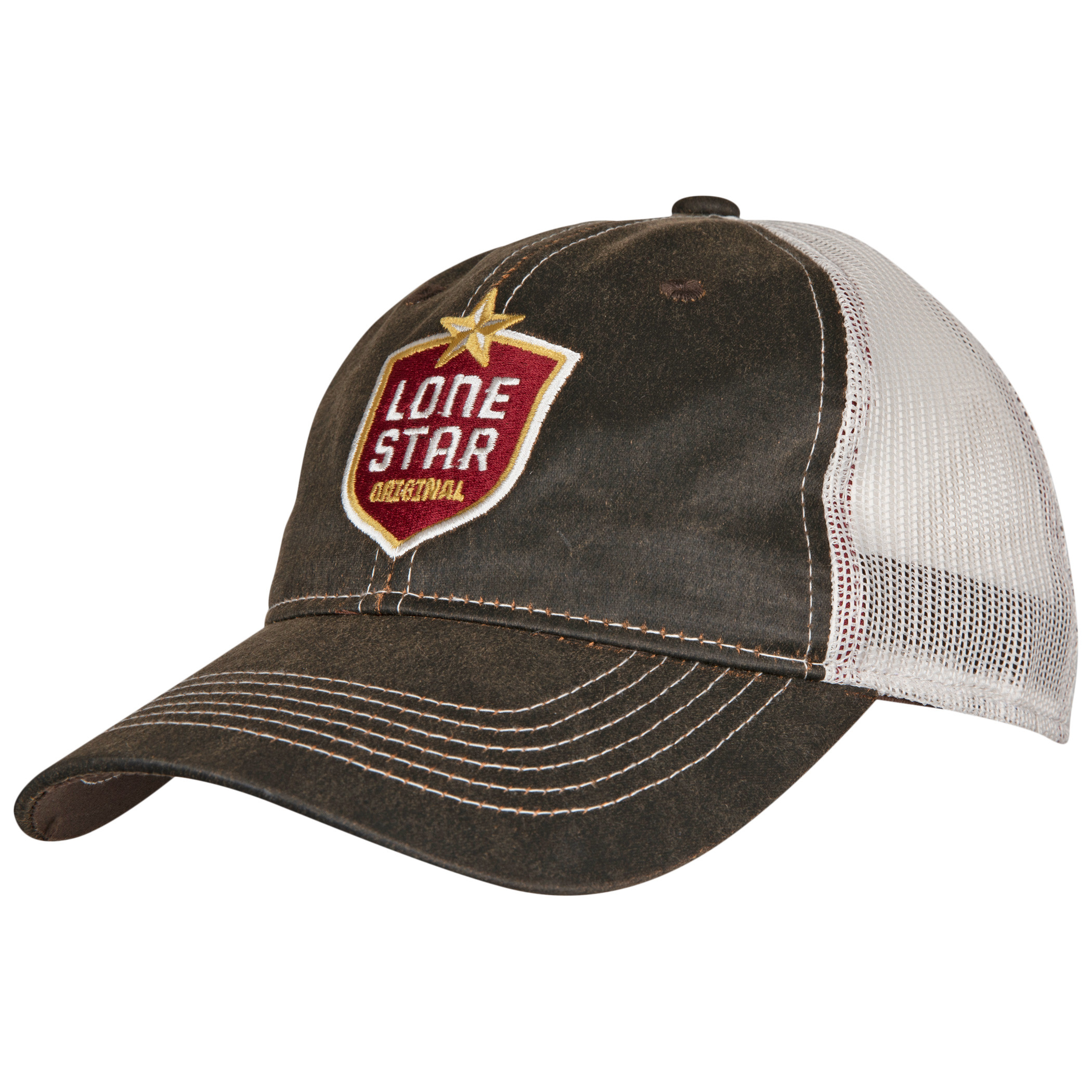 Lone Star Original Logo Pre-Curved Adjustable Trucker Hat.